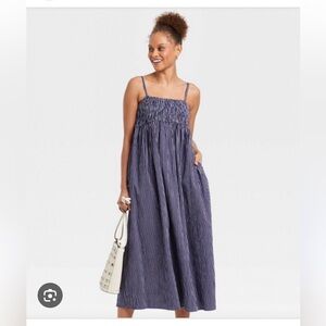 A New Day Navy and White Striped Maci Dress